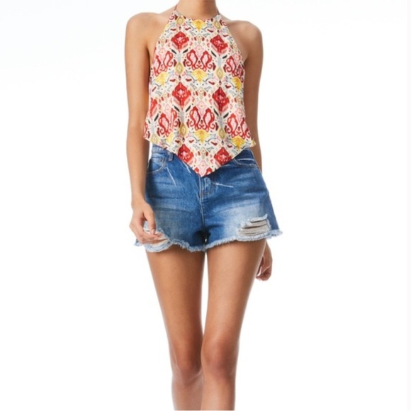 Alice + Olivia Patterned Handkerchief Halter Top | Large - Picture 2 of 7